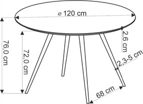 Okrągły biały stół lastryko Blanco 120 cm na stalowych białych nogach do kuchni