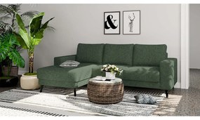 Ciemnozielony narożnik (lewostronny/z szezlongiem) Fynn – Ghado
