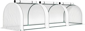 Outsunny Tunel foliowy, 3 okna z zamkiem błyskawicznym, stalowy stelaż, wytrzymała plandeka, 295 x 100 x 80 cm, Biały | Aosom PL