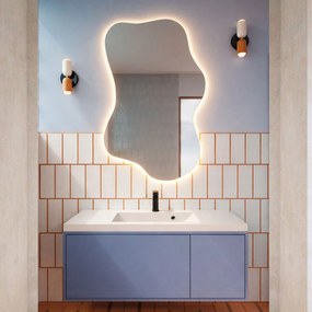 Lustro dekoracyjne o nieregularnym kształcie z podświetleniem FLOW Lift LED | Różne rozmiary | Różne kolory : Kolor tafli szkła - Srebrny, Rozmiar - 60 x 95 cm