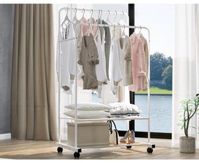 Dwurzędowy wieszak na kółkach z półkami Rainer, 80 x 51 x 160 cm