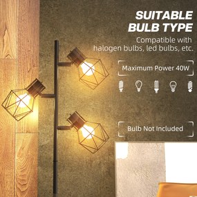 HOMCOM Lampa stojąca z 3 regulowanymi elementami oświetleniowymi, struktura przypominająca drzewo, do salonu i sypialni, metal, Kolor Czarny