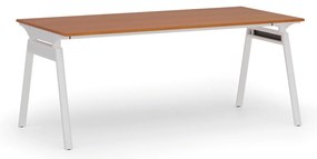 Biurko PRIMO SIGMA, 180x90 cm, biała podstawa, czereśnia