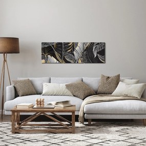 Obraz - Złota dżungla (z zegarem) (90x30 cm)