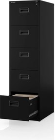 Szafa kartotekowa metalowa z 5 szufladami czarna, 460x1625.5x600 mm: SARA V5
