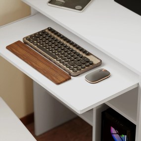 HOMCOM Biurko komputerowe, z półkami, Płyta wiórowa, Metal, 80 x 45 x 75 cm, Białe