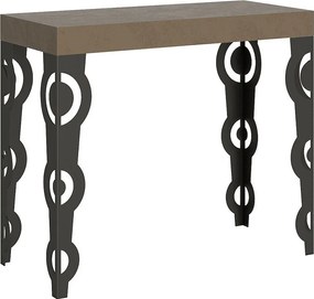 Konsola rozkładana 90x40/196 cm Karamay Small Szaro-beżowy rama w kolorze Antracytu