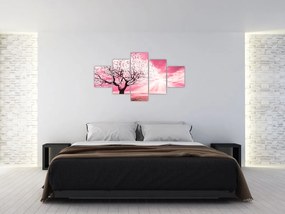 Różowy obraz drzewa (125x70 cm)