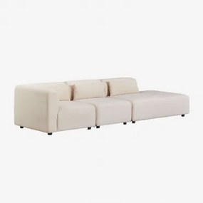 Sofa Modułowy Narożny 3-częściowy Z Prawym Szezlongiem Fogler Sztruks Beż Lniany - Sklum
