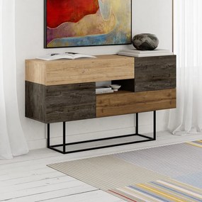 Brązowa niska komoda w dekorze dębu 145x82 cm Titan – Marckeric
