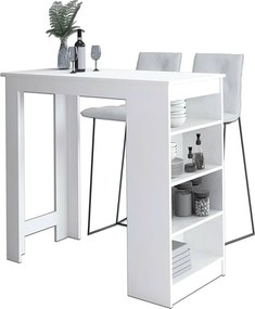 Stolik barowy pod hoker AKORD Biały 115 cm kolor Biały mat 4 półki 115x50x103 cm