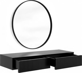 Toaletka wisząca Nicole z czarnym lustrem 80 cm - czarny mat