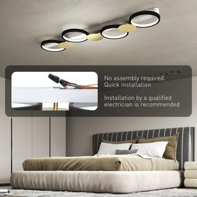 HOMCOM Lampa sufitowa LED 38W 1500LM 3000K-6500K lampa do salonu z 4 żarówkami pilot Czarny+Złoty