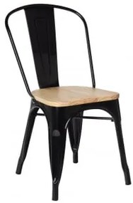 Zestaw 2 Sztaplowanych Krzeseł Do Jadalni Z Drewna I Stali Lix Czarna & Madera Natural|natural Wood - Sklum