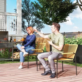 Outsunny 3-częściowy zestaw bistro z rattanu, komplet mebli ogrodowych, 2 krzesła ogrodowe, stolik 54 x 66 x 76 cm, żółty