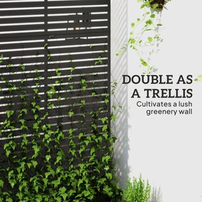 Outsunny Zewnętrzny Parawan Metalowy, Design z Lameli, Dekoracyjny Parawan Rozdzielający na Taras, Ogród, Balkon, Czarny