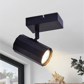 NETTLIFE Lampa sufitowa 1 vintage czarna metalowa lampa sufitowa GU10 regulowana 350°40W