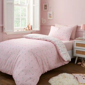 Biało-różowa bawełniana pościel dziecięca dwuosobowa 200x200 cm Ballerina – Belle &amp; Boo