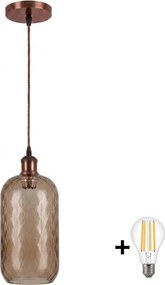 Brilagi - Lampa wisząca LED na lince R GLASS 1xE27/60W/230V Ø 14 cm miedziany/dymny brąz