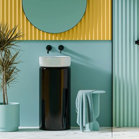 Umywalka wolnostojąca okrągła czarno biała w połysku RONA black&amp;white Glow