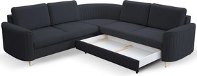 Masseno Narożnik VELA z funkcją spania i pojemnikiem na pościel Narozniki L, Rozkładana sofa - Granatowy, CASTEL 79