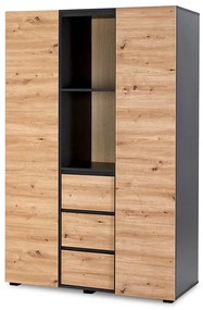 Szafa DALIA 120cm antracyt/dąb 3-segmentowa  LITTLE SKY