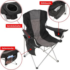 Składane krzesło kempingowe XL czarne/szare