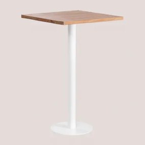 Kwadratowy Wysoki Stół Barowy Z Drewna Akacjowego Macchiato ↔︎ 70 Cm & Biały - Sklum