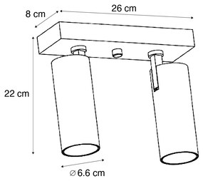 Nowoczesna lampa sufitowa czarna z możliwością ściemniania, 2-źródłowa - Tate Nowoczesny Oswietlenie wewnetrzne