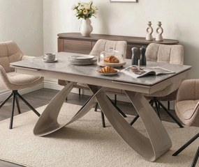 Rozkładany stół z ceramicznym blatem Luigi 160-240 cm, szary marmur/kaszmir