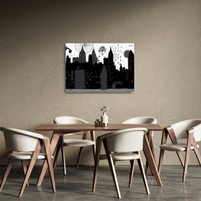 Obraz na szkle - Miasto z napisami i wzorami (70x50 cm)