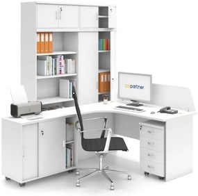 Biurko ergonomiczne MIRELLI, lewe, biały