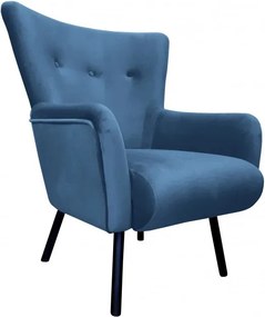 Fotel TULIP tkanina Welur noga metalowa Uszak luksusowy komfort salonu : Kolor nogi - Czarna, Kolor tkaniny - VELVET - MG33