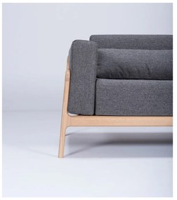 Ciemnoszara sofa z konstrukcją z litego drewna dębowego Gazzda Fawn, 210 cm