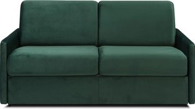 Kanapa 2-osobowa rozkładana typu express z ciemnozielonego weluru z siedziskiem z pianki z pamięcią kształtu - Powierzchnia 120 cm - Materac 18 cm CALIFE