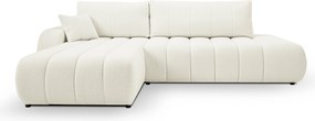 Masseno Narożnik GIOIA z funkcją spania i pojemnikiem na pościel Narozniki L, Rozkładana sofa - Kremowy, LAMBI 1