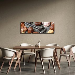 Obraz czekolady i kluczy (z zegarem) (90x30 cm)