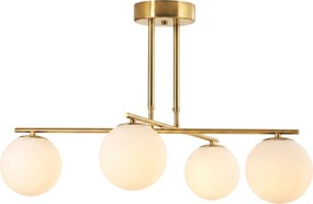HOMCOM Nowoczesna lampa wisząca z 4 kulistymi kloszami, regulowana wysokość i obrót 350°, Biały | Aosom PL