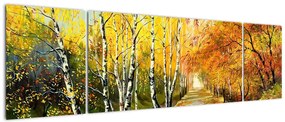 Obraz - Romantyczna aleja wzdłuż wody, obraz olejny (170x50 cm)
