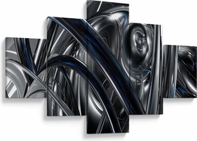 Obraz szarej abstrakcji z niebieskim (125x70 cm)