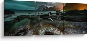 Obraz - Scena nocna (z zegarem) (90x30 cm)