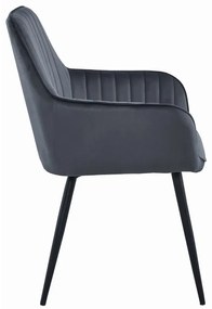 Zestaw do jadalni 1+4, biały stół w dekorze dąb sonoma MADO 120x80cm i szare aksamitne krzesło SOLDEN