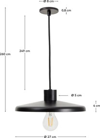 Czarna lampa wisząca z metalowym kloszem Nuvira – Kave Home