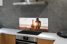 Szklany Panel Muzyk z Gitarą