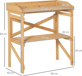 Outsunny stół na rośliny z miejscem do przechowywania idealny do ogrodu i balkonu z drewna w kolorze jasnobrązowym | Aosom PL