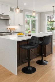 Szary pikowany welurowy hoker z oparciem B9-K95