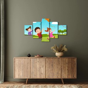 Obraz - Dzieci latają latawcem (125x70 cm)