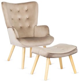 Beżowy fotel wypoczynkowy z podnóżkiem R0-M02