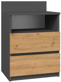 Nowoczesna Szafka Nocna Z Szufladami Antracyt + Dąb Artisan W5-N23