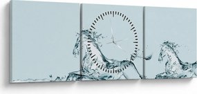 Obraz - Konie z kropli wody (z zegarem) (90x30 cm)